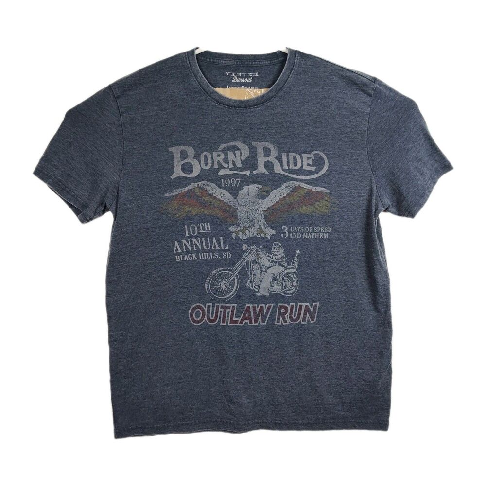 Lucky Brand Sturgis Bike Week T-Shirt Men's L Blue Graphic Print‎ Crew Neck